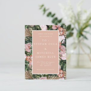Romantic Tropical Floral soft Pink Green peach Postcard