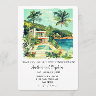 Romantic Tropical Island Wedding Invitation