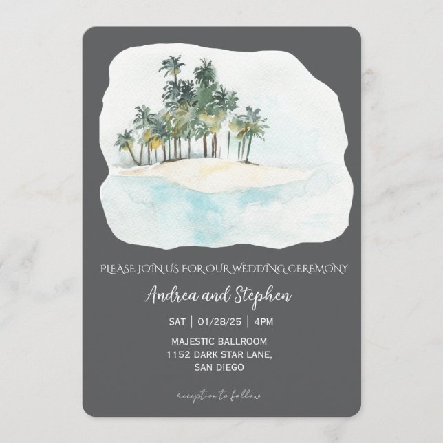 Romantic Tropical Island Wedding Invitation (Front)