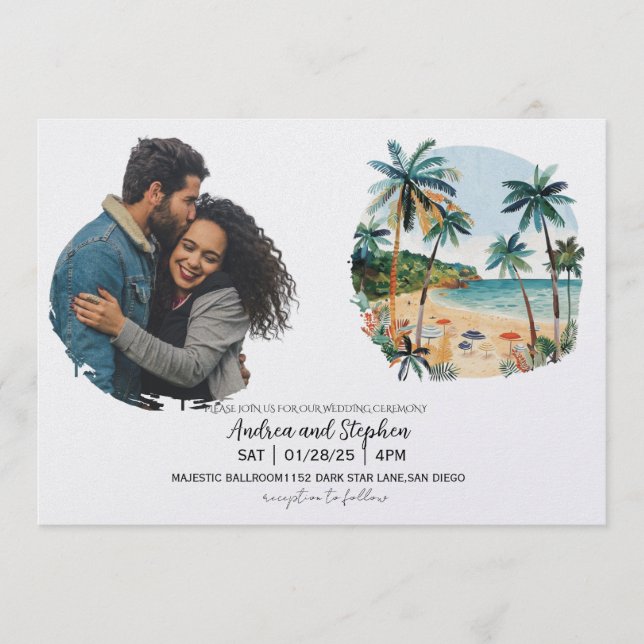Romantic Tropical Island Wedding Invitation (Front)
