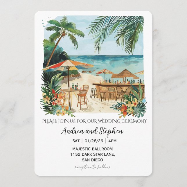 Romantic Tropical Island Wedding Invitation (Front)