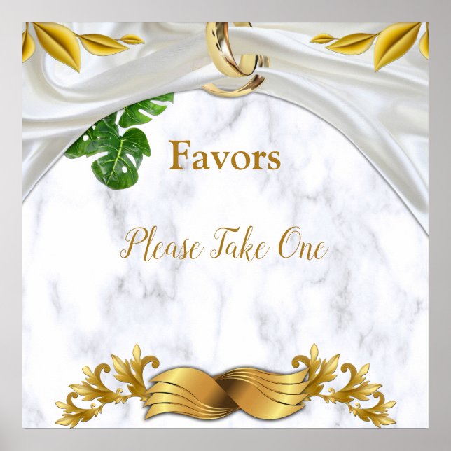 Romantic Tropical Wedding Favours Poster (Front)