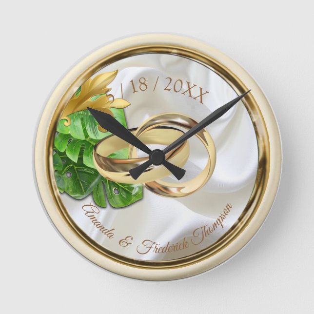 Romantic Tropical Wedding Gift Clock (Front)