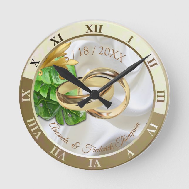 Romantic Tropical Wedding Gift Clock (Front)