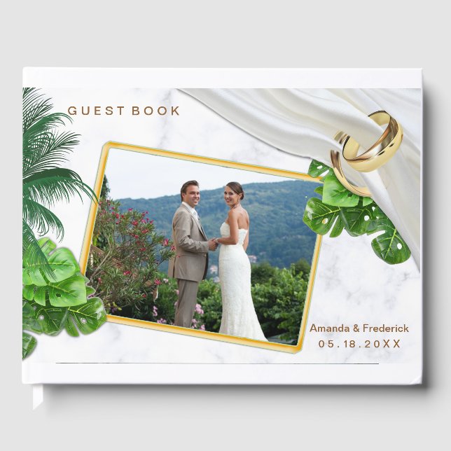 Romantic Tropical Wedding Guest Book (Front)