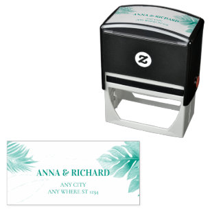 Romantic Tropical Wedding Invitation Self-inking Stamp