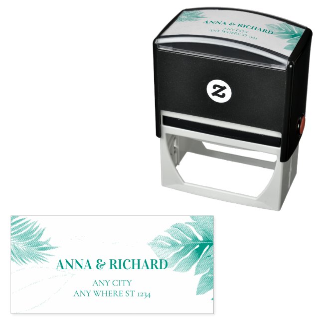 Romantic Tropical Wedding Invitation Self-inking Stamp (In Situ)