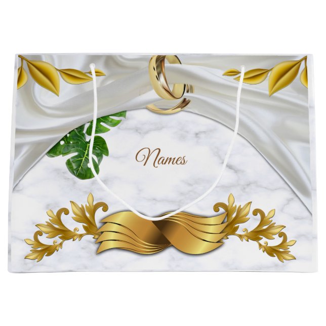 Romantic Tropical Wedding Large Gift Bag (Front)