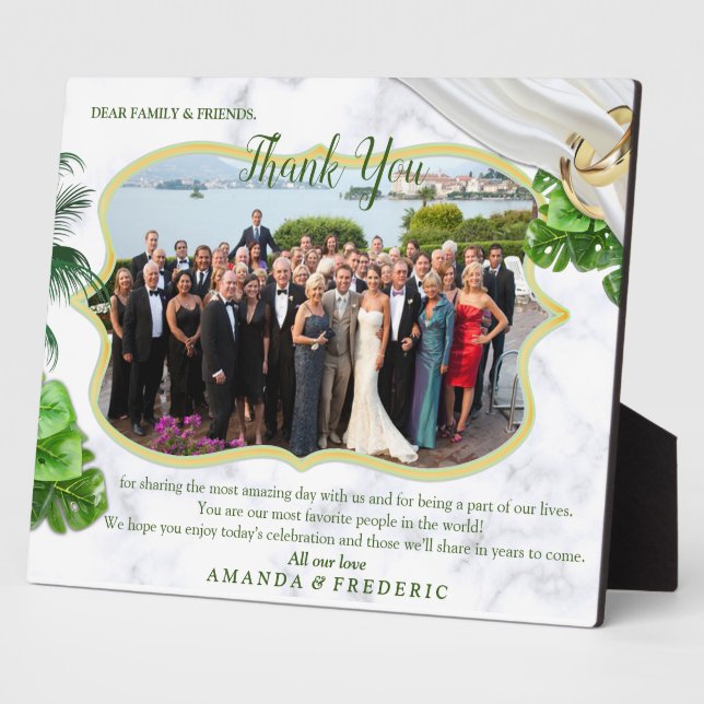 Romantic Tropical Wedding Thank You Plaque (Side)
