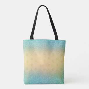 Romantic turquoise and yellow pastel design tote bag