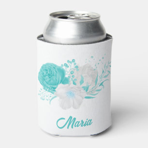 romantic turquoise flowers wedding can cooler