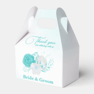 romantic turquoise flowers wedding favour box