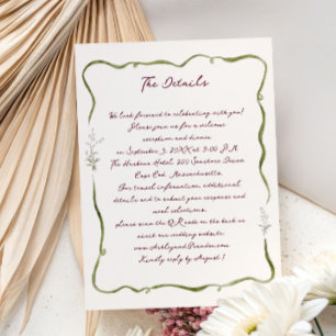 Romantic Tuscan Garden Whimsical Floral Wedding Enclosure Card
