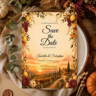 Romantic Tuscan Wedding Save The Date