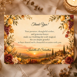 Romantic Tuscan Wedding Thank You Card
