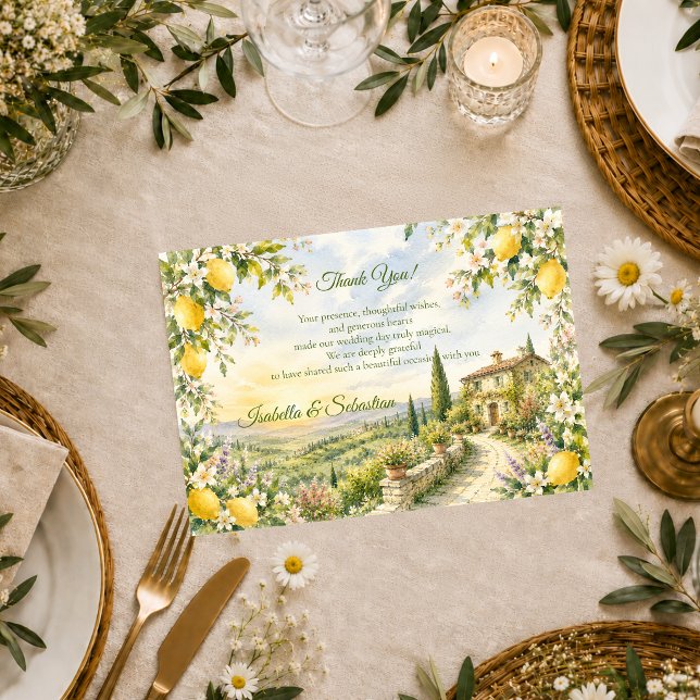 Romantic Tuscan Wedding Thank You Card (Creator Uploaded)