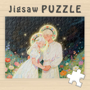 Romantic Twin Soul Love Man and Woman Folklore - Jigsaw Puzzle