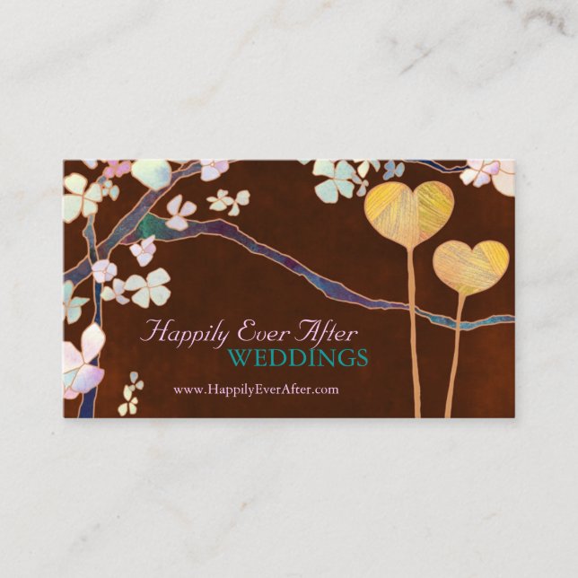 Romantic Two Hearts Wedding Planner Business Card (Front)