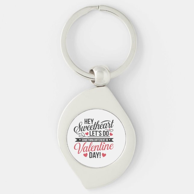 Romantic typhography design valentine's day key ring (Front)
