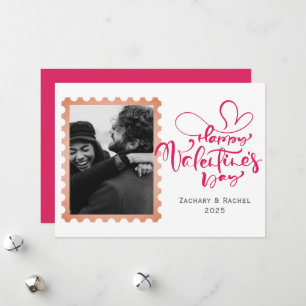 Romantic Typography Valentines day couple 1 photo Holiday Card