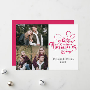 Romantic Typography Valentines day couple 3 photo Holiday Card