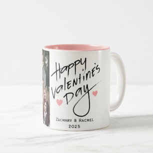 Romantic Typography Valentines day couple 3 photo Two-Tone Coffee Mug