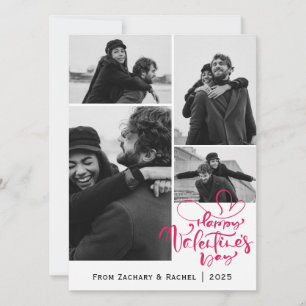 Romantic Typography Valentines day couple 4 photo Holiday Card