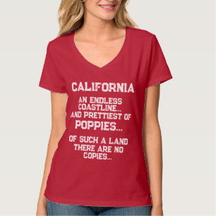 Romantic Unique California Poem Grunge Poppy Red T-Shirt
