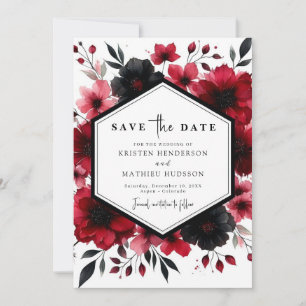 Romantic Unique Crimson Red Wedding Save The Date