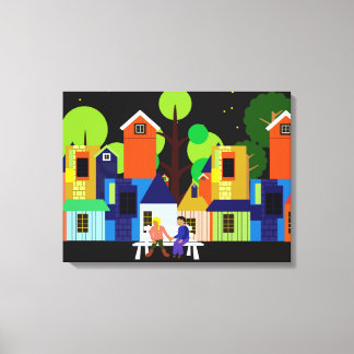 Romantic urban evening canvas print