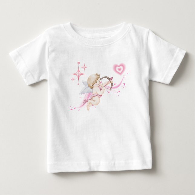 Romantic Valentine Art with Pink Heart Glow Baby T-Shirt (Front)