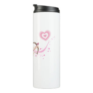 Romantic Valentine Art with Pink Heart Glow Thermal Tumbler