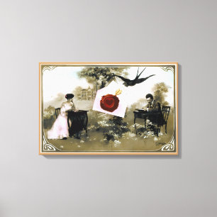 ROMANTIC VALENTINE LETTER ,RED WAX SEAL CANVAS PRINT