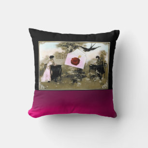 ROMANTIC VALENTINE LETTER ,RED WAX SEAL CUSHION