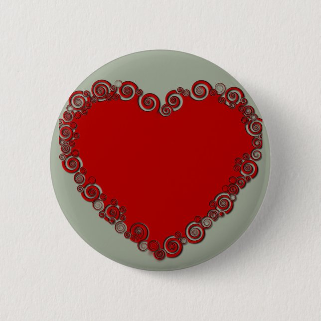 Romantic Valentine Love Heart Red 6 Cm Round Badge (Front)