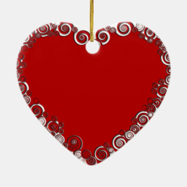 Romantic Valentine Love Heart Red Ceramic Tree Decoration (Back)