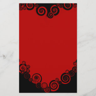 Romantic Valentine Love Heart Red Stationery