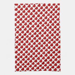 Romantic Valentine Love Heart Red Tea Towel