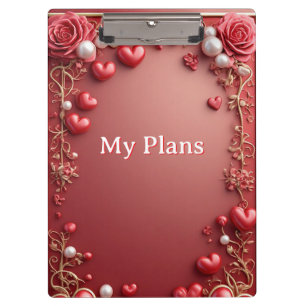 Romantic Valentine Love Hearts Floral Frame Clipboard
