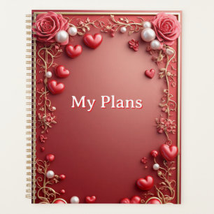 Romantic Valentine Love Hearts Floral Frame Planner