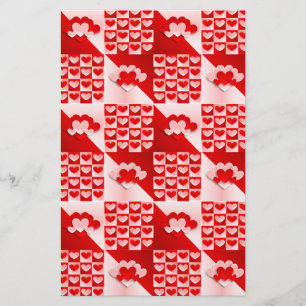 Romantic Valentine Love Hearts Red White Heart Stationery