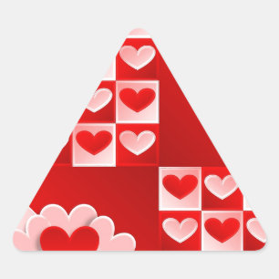 Romantic Valentine Love Hearts Red White Heart Triangle Sticker
