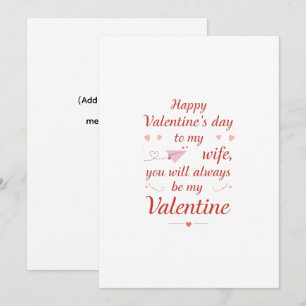 Romantic Valentine Message for Wife Holiday Card