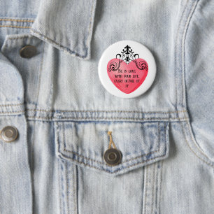 Romantic Valentine Pink Heart 6 Cm Round Badge