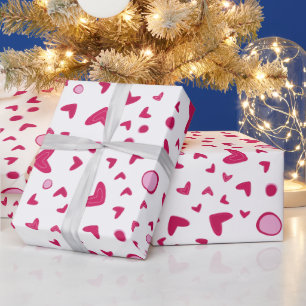 Romantic valentine red hearts gifting wrapping paper