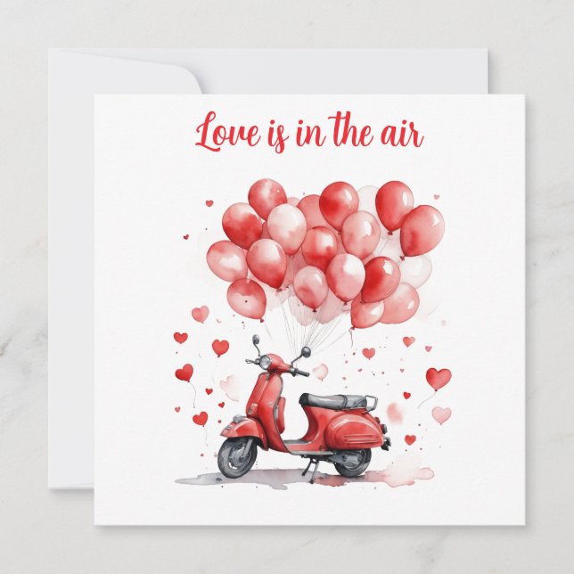Romantic Valentine Red Scooter Italy   Holiday Card (Front)