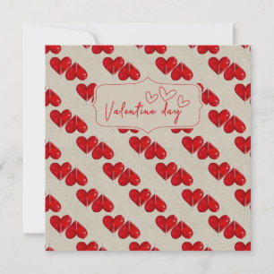 Romantic Valentine’s Day Card   Red Heart Pattern 