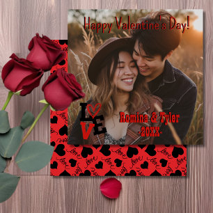 Romantic Valentine’s Day   Custom Photo in red Card