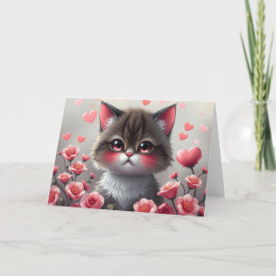 Romantic Valentines Cat Card