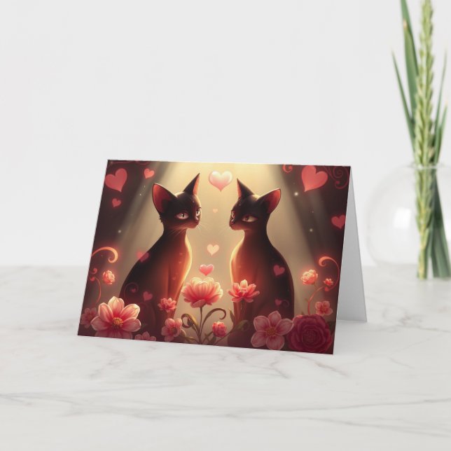 Romantic Valentines Cat Card (Front)